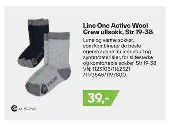 XXL Sport Line one active wool crew ullsokk, str 19-38 tilbud