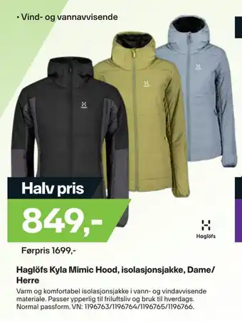 XXL Sport Haglöfs kyla mimic hood, isolasjonsjakke, dame/ herre tilbud