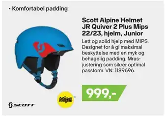 XXL Sport Scott alpine helmet jr quiver 2 plus mips 22/23, hjelm, junior tilbud