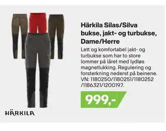 XXL Sport Härkila silas/silva bukse, jakt- og turbukse, dame/herre tilbud