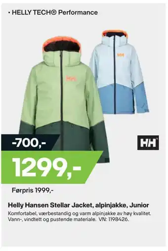XXL Sport Helly hansen stellar jacket, alpinjakke, junior tilbud