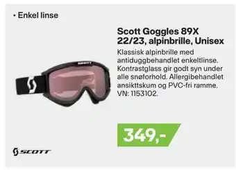 XXL Sport Scott goggles 89x 22/23, alpinbrille, unisex tilbud