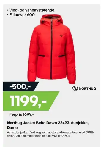XXL Sport Northug jacket beito down 22/23, dunjakke, dame tilbud