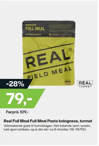 XXL Sport Real full meal full meal pasta bolognese, turmat tilbud