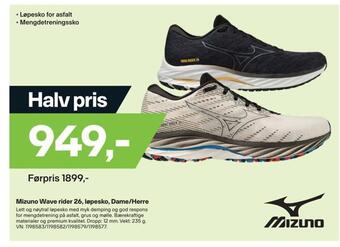 XXL Sport Mizuno wave rider 26, løpesko, dame/herre tilbud