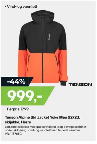 XXL Sport Tenson alpine ski jacket yoke men 22/23, skijakke, herre tilbud