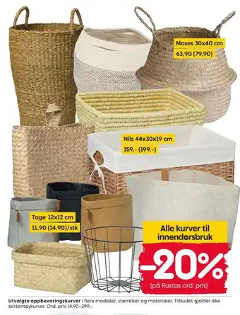 Rusta Utvalgte oppbevaringskurver tilbud