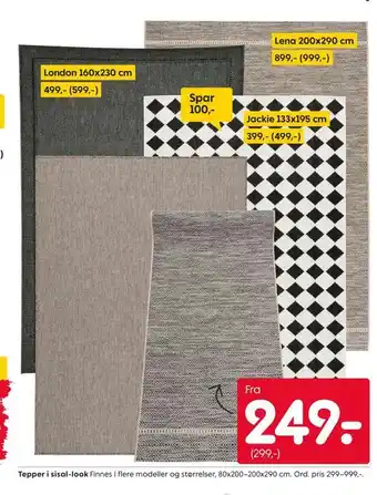 Rusta Tepper i sisal-look tilbud