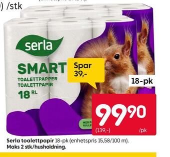 Rusta Serla toalettpapir tilbud