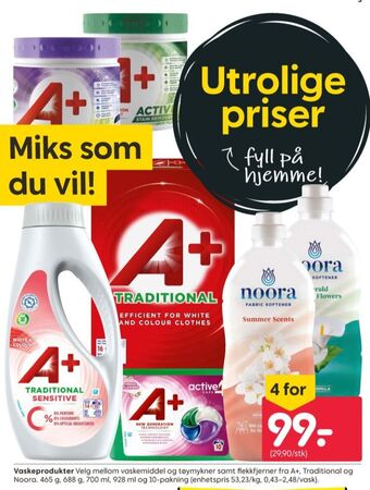 Rusta A+ vaskepulver tilbud