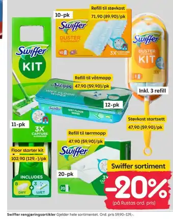 Rusta Swiffer engangsmopp tilbud