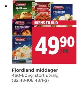 Meny Fjordland Middager tilbud