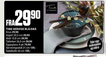 Europris Tind servise blå/grå tilbud