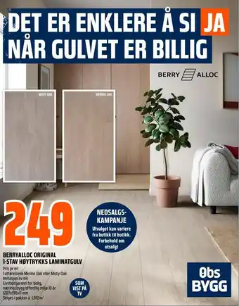 Obs Bygg Berryalloc original 1-stav høytrykks laminatgulv tilbud