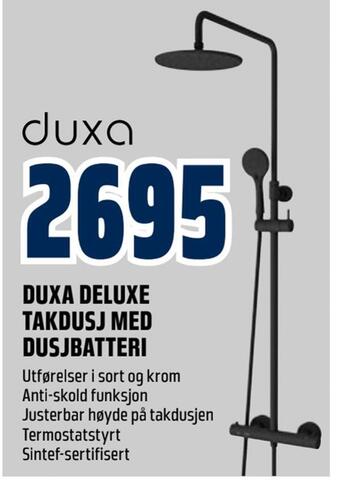 Obs Bygg Duxa deluxe takdusj med dusjbatteri tilbud
