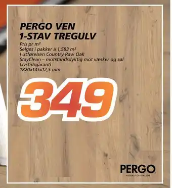 Coop Byggmix Pergo ven 1-stav tregulv tilbud