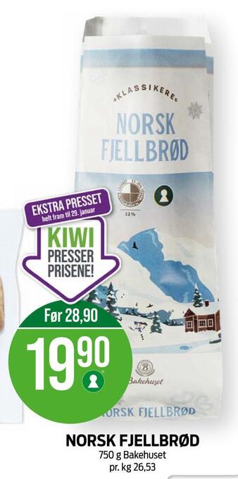 Kiwi Norsk fjellbrød tilbud