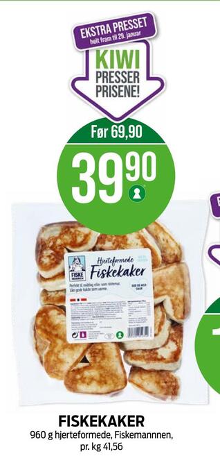 Kiwi Fiskekaker tilbud
