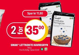 Coop Extra Smak* lettkokte havregryn tilbud