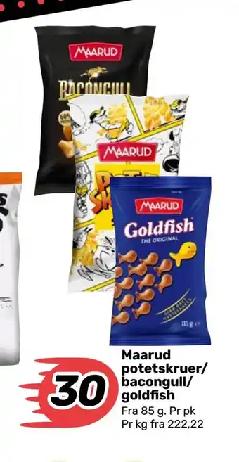 Coop Marked Maarud potetskruer/ bacongull/ goldfish tilbud