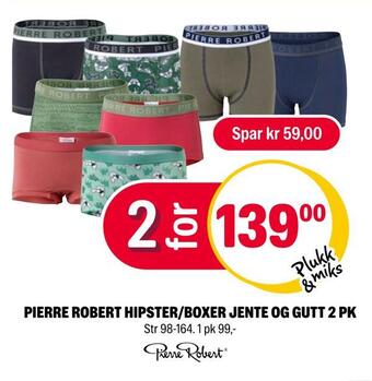 Coop Extra Pierre robert hipster/boxer jente og gutt 2 pk tilbud