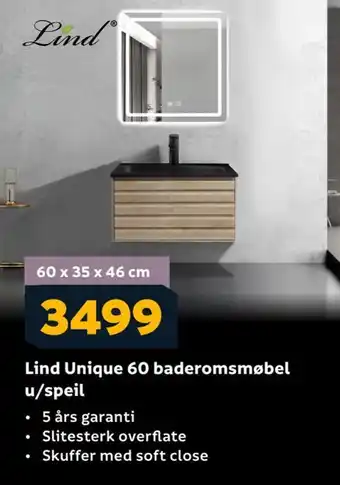 Megaflis Lind unique 60 baderomsmøbel u/speil tilbud