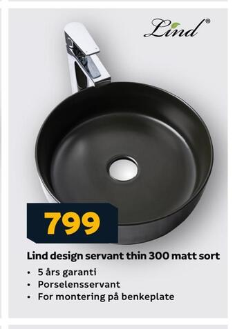 Megaflis Lind design servant thin 300 matt sort tilbud