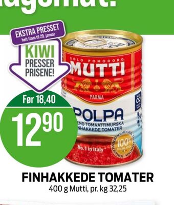 Kiwi Mutti tomater hakkede tilbud