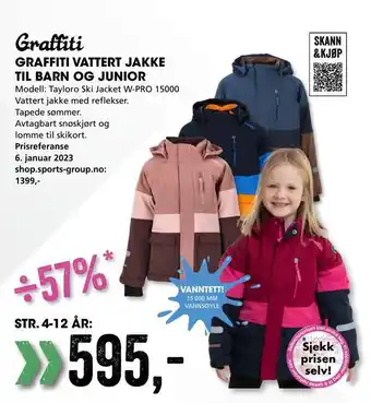 Sport Outlet Graffiti vattert jakke til barn og junior tilbud