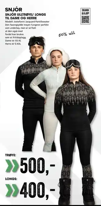 Sport Outlet Snjór ulltrøye/ longs til dame og herre tilbud
