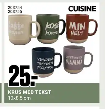 Europris Krus med tekst tilbud