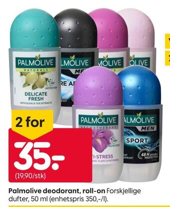 Rusta Palmolive deodorant, roll-on tilbud