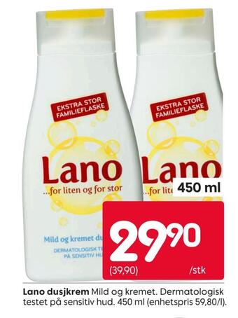Rusta Lano dusjkrem tilbud