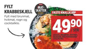 Meny Fylt krabbeskjell tilbud