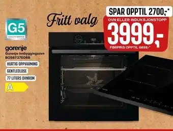 Skousen Gorenje innbyggingsovn bos6737e06b. tilbud