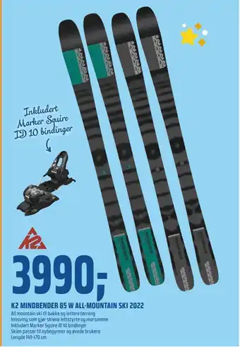 Coop Obs K2 mindbender 85 w all-mountain ski 2022 tilbud