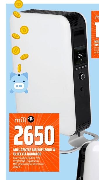 Coop Obs Mill gentle air wifi 2000 w oljefylt radiator tilbud