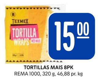 Rema 1000 Tortillas mais 8pk tilbud