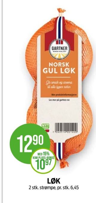 Kiwi Gartner løk tilbud