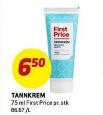 Bunnpris First price tannkrem tilbud