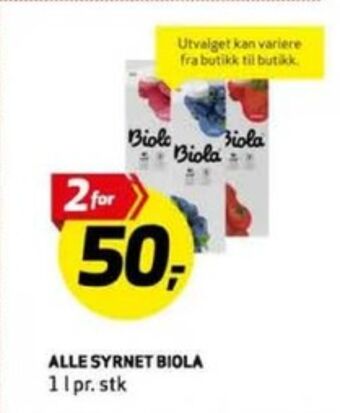 Bunnpris Biola syrnet melk tilbud