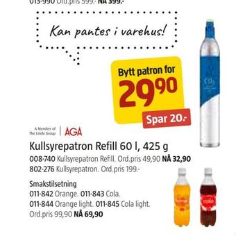 Jula Kullsyrepatron refill 60 l, 425 g tilbud