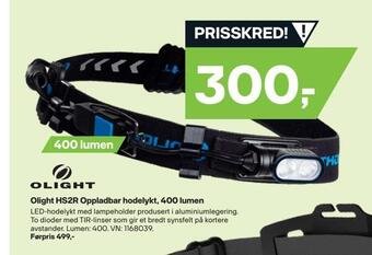 XXL Sport Olight hs2r oppladbar hodelykt, 400 lumen tilbud