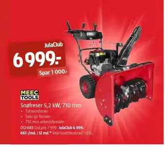 Jula Snøfreser 5,2 kw, 710 mm tilbud