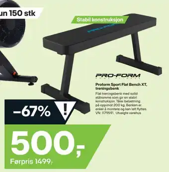 XXL Sport Proform sport flat bench xt, treningsbenk tilbud