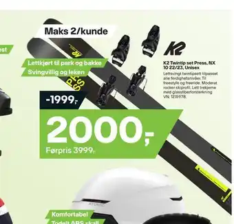 XXL Sport K2 twintip set press, nx 10 22/23, unisex tilbud
