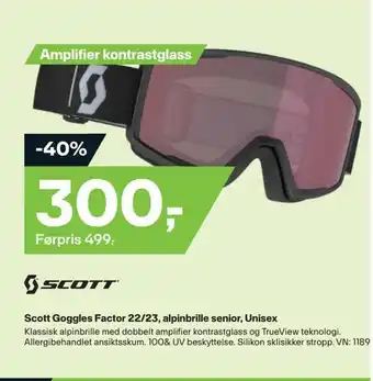 XXL Sport Scott goggles factor 22/23, alpinbrille senior, unisex tilbud