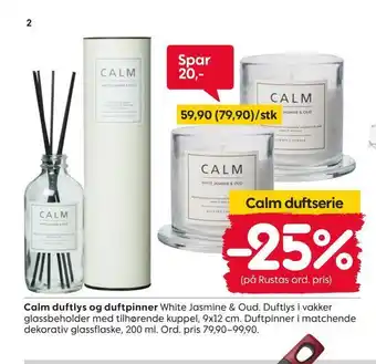 Rusta Calm duftlys og duftpinner tilbud