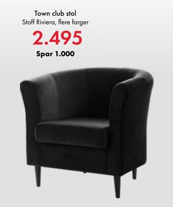 Fagmøbler Town club stol tilbud