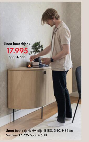 Fagmøbler Linea buet skjenk tilbud